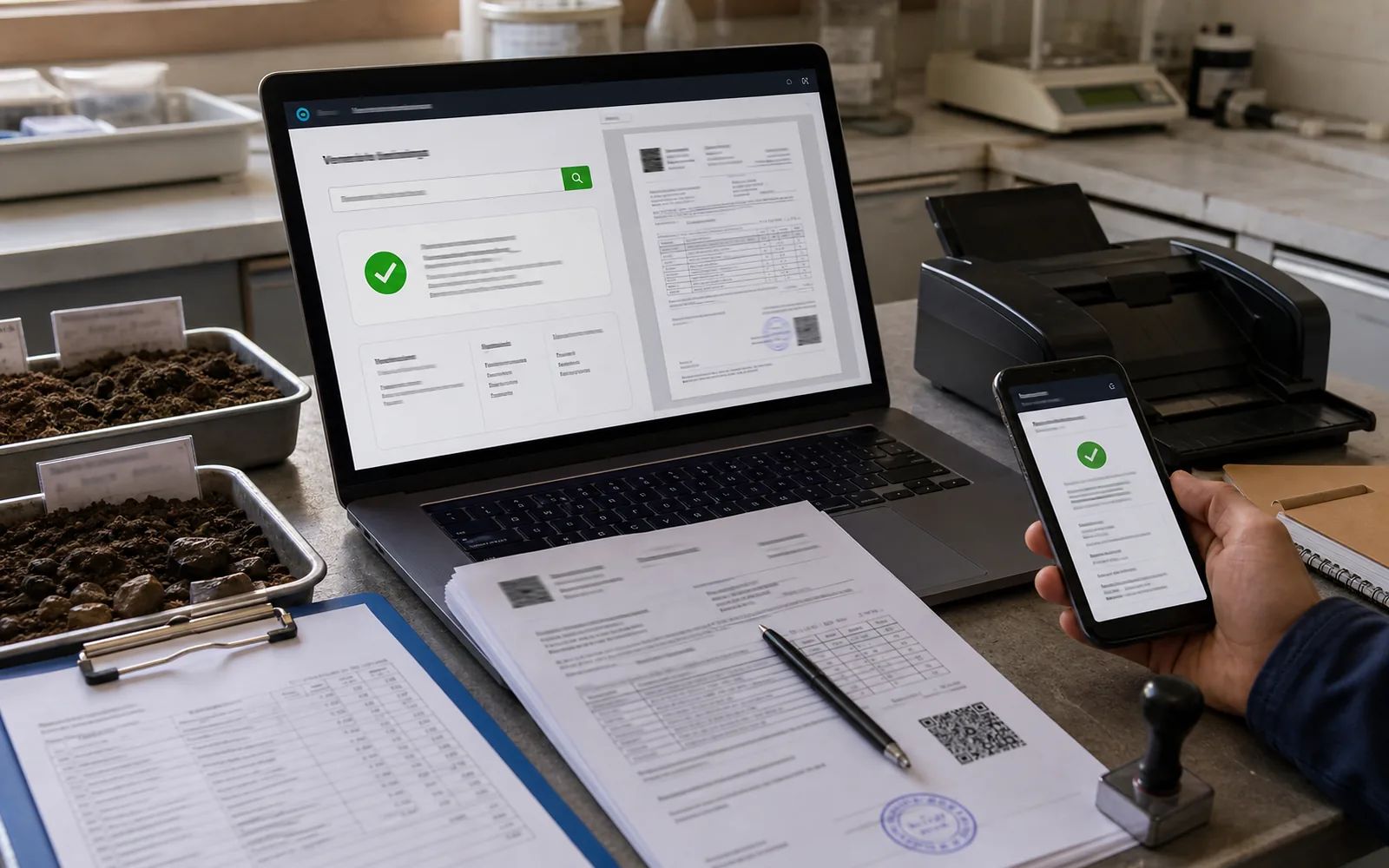 Página de verificación de un documento por código en pantalla